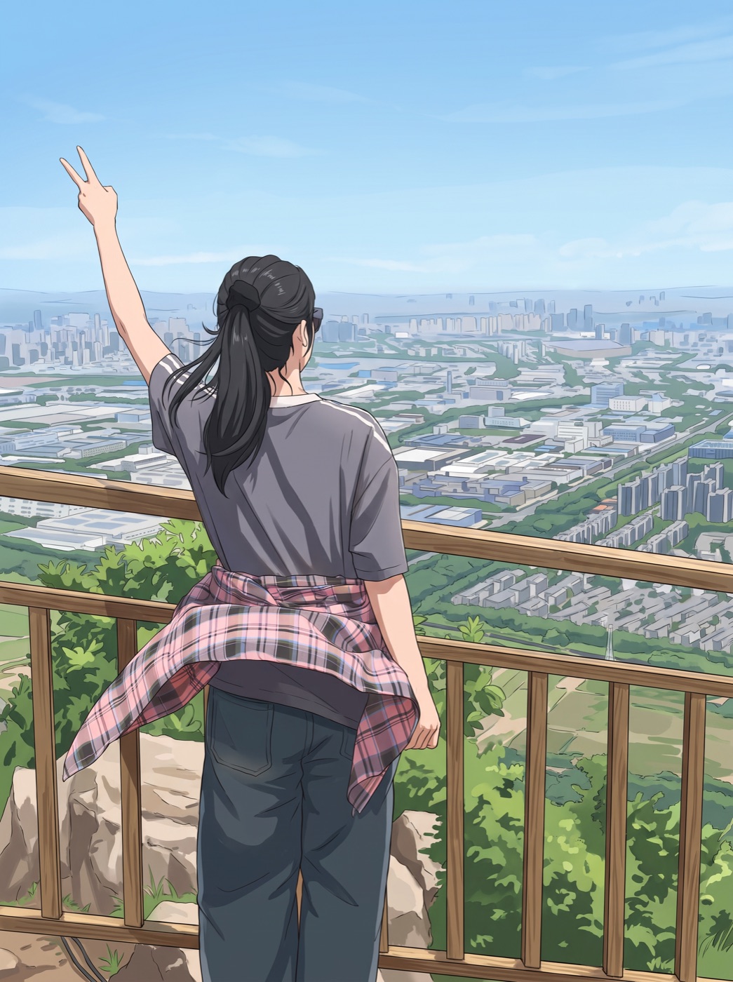 登高远望的漫画照片