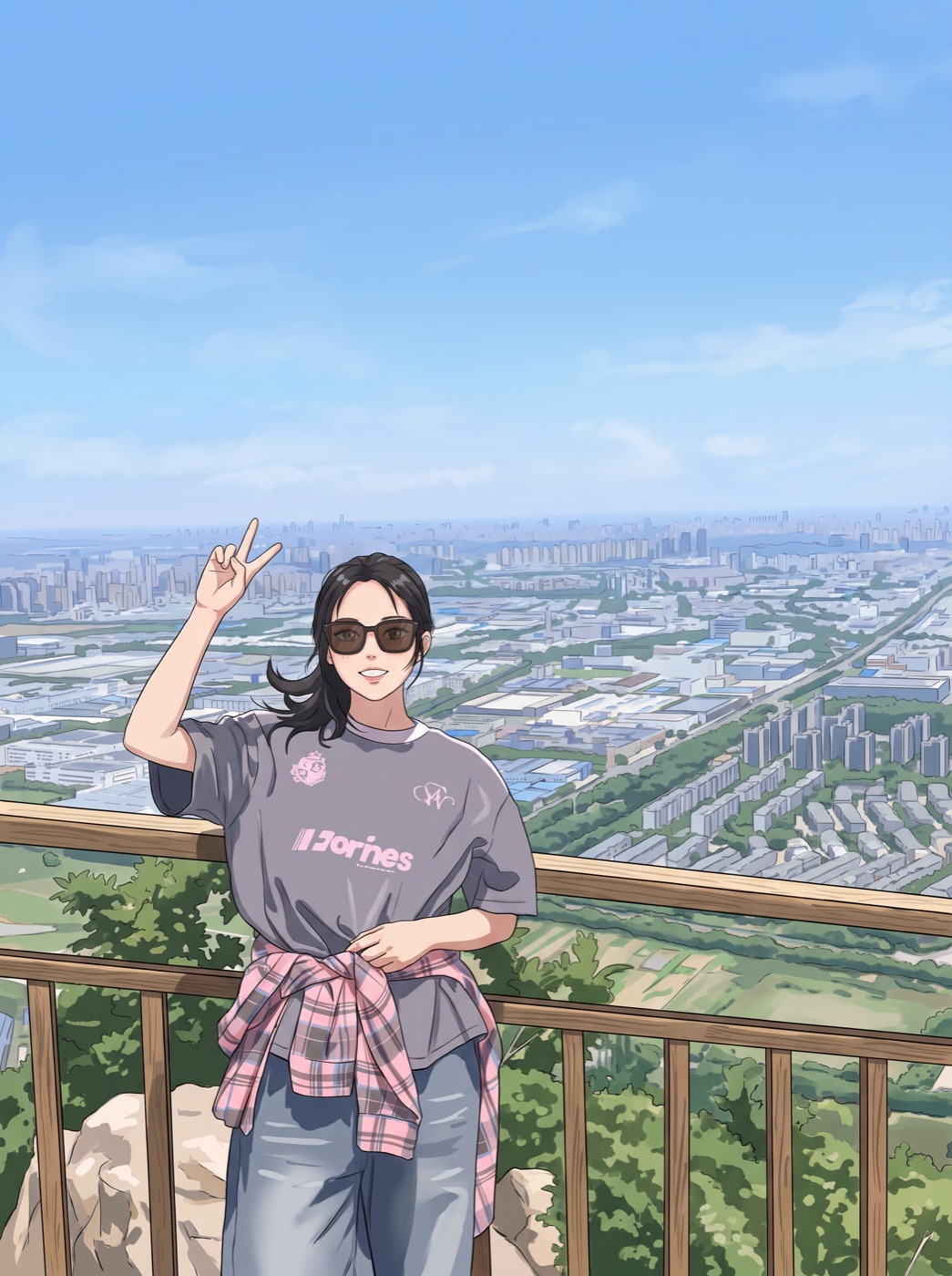 山顶比耶的漫画照片