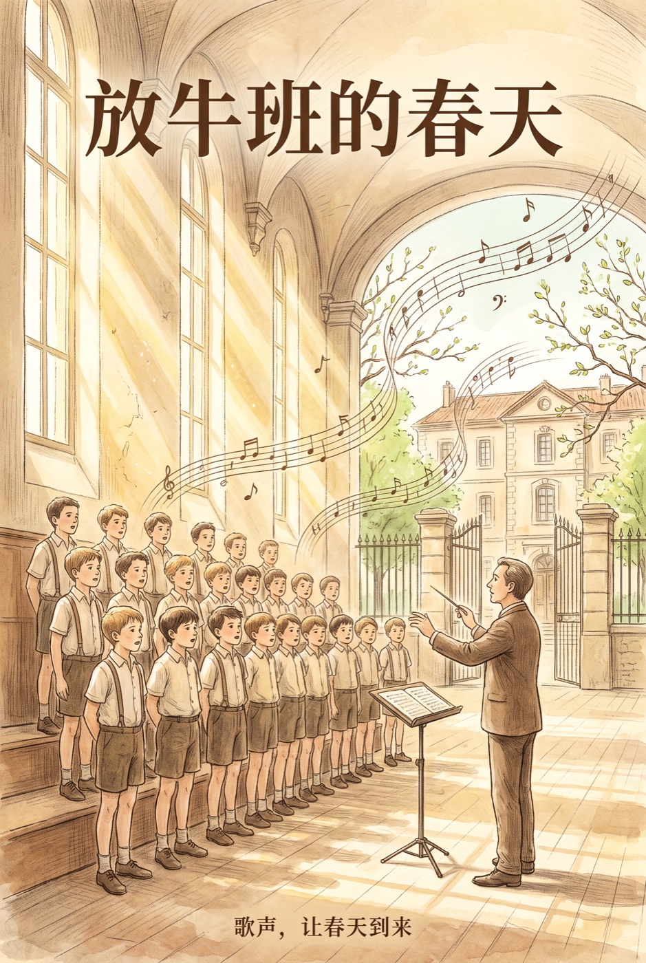 放牛班的春天主题插画